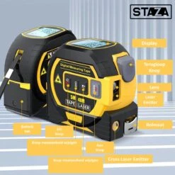 Staza - Rolmaat Multifunctionele Digitale Laser - 40M - Afstandsmeter - Elektronische Metrische Systeem - 5M Meetlint - Roestvrij - Afstandsmeters - Display - Slimme Rolmaat -Makita Winkel 1200x1200 1362