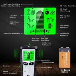 Apeiron Digitale Leidingzoeker - 5 In 1 Detector Voor Muren - Hout, Metaal, Leidingen, Bedrading - Zwart/Zilver - Inclusief Batterij -Makita Winkel 1200x1200 1369