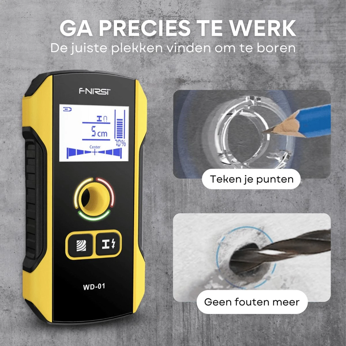 Fnirsi Digitale Leidingdetector WD-01 - Kabelzoeker - Multidetector - Detector - Leidingzoeker - Kabeldetector 4 Fnirsi Digitale Leidingdetector WD-01 - Kabelzoeker - Multidetector - Detector - Leidingzoeker - Kabeldetector - Afbeelding 2