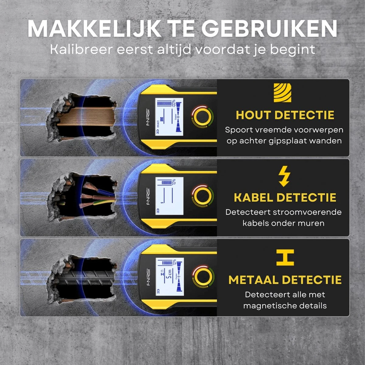 Fnirsi Digitale Leidingdetector WD-01 - Kabelzoeker - Multidetector - Detector - Leidingzoeker - Kabeldetector 5 Fnirsi Digitale Leidingdetector WD-01 - Kabelzoeker - Multidetector - Detector - Leidingzoeker - Kabeldetector - Afbeelding 3