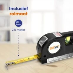 Handymen Kruislijnlaser - Lijnlaser Waterpas - Laserwaterpas Met Afstandsmeter - Rolmaat 2,5m - Alles In Één -Makita Winkel 1200x1200 1423