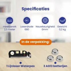 Handymen Kruislijnlaser - Lijnlaser Waterpas - Laserwaterpas Met Afstandsmeter - Rolmaat 2,5m - Alles In Één -Makita Winkel 1200x1200 1428