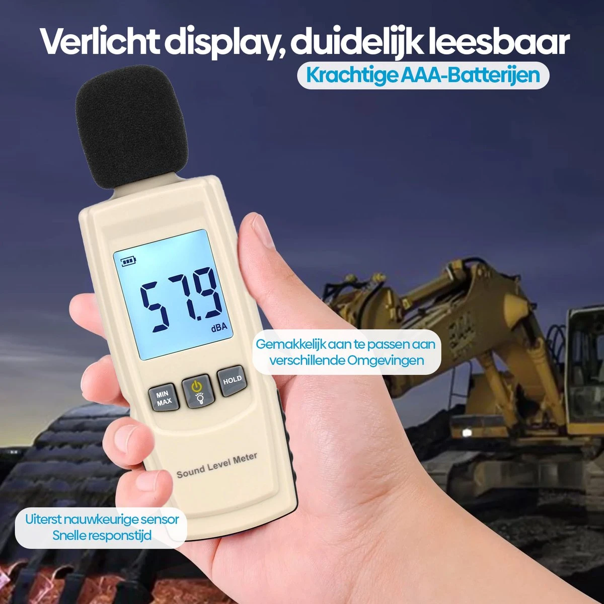 Benetech Decibelmeter - Incl. Batterijen - Geluidsmeter - Db Meter - 30 Tot 130 Db - Digitaal 5 Benetech Decibelmeter - Incl. Batterijen - Geluidsmeter - Db Meter - 30 Tot 130 Db - Digitaal - Afbeelding 3