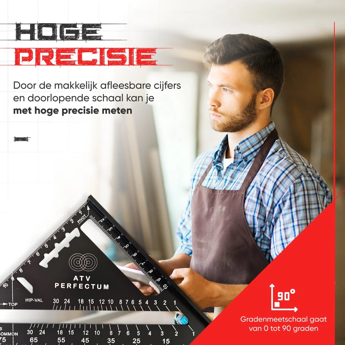 ATV PERFECTUM Winkelhaak – Metrisch - Aluminium - Hoekmeter – Speed Square -Blokhaak – Zwaaihaak 4 ATV PERFECTUM Winkelhaak – Metrisch - Aluminium - Hoekmeter – Speed Square -Blokhaak – Zwaaihaak - Afbeelding 2