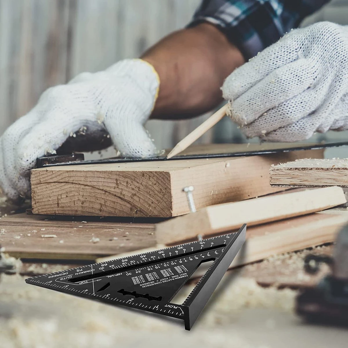 ATV PERFECTUM Winkelhaak – Metrisch - Aluminium - Hoekmeter – Speed Square -Blokhaak – Zwaaihaak 5 ATV PERFECTUM Winkelhaak – Metrisch - Aluminium - Hoekmeter – Speed Square -Blokhaak – Zwaaihaak - Afbeelding 3