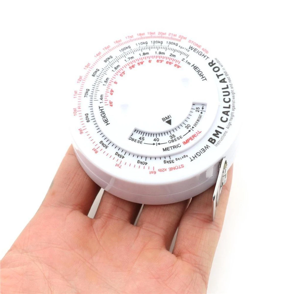 Merkloos Omvang Meetlint Met BMI Meter - Bereken Eenvoudig Uw Body Mass Index - Alternatief Voor Huidplooimeter / Vetmeter - Hulpmiddel Bij Afvallen - Wit 4 Merkloos Omvang Meetlint Met BMI Meter - Bereken Eenvoudig Uw Body Mass Index - Alternatief Voor Huidplooimeter / Vetmeter - Hulpmiddel Bij Afvallen - Wit - Afbeelding 2