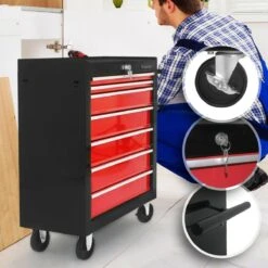 Timbertech - Afsluitbare Werkplaatswagen Op Wielen Met Parkeerrem - Exclusief Gereedschappen - 7 Laden Met Inleg - Gereedschapswagen - Montagewagen - Trolley Voor Diverse Gereedschappen - Staal - Rood/Zwart 24 Timbertech - Afsluitbare Werkplaatswagen Op Wielen Met Parkeerrem - Exclusief Gereedschappen - 7 Laden Met Inleg - Gereedschapswagen - Montagewagen - Trolley Voor Diverse Gereedschappen - Staal - Rood/Zwart -Makita Winkel 1200x1200 1478