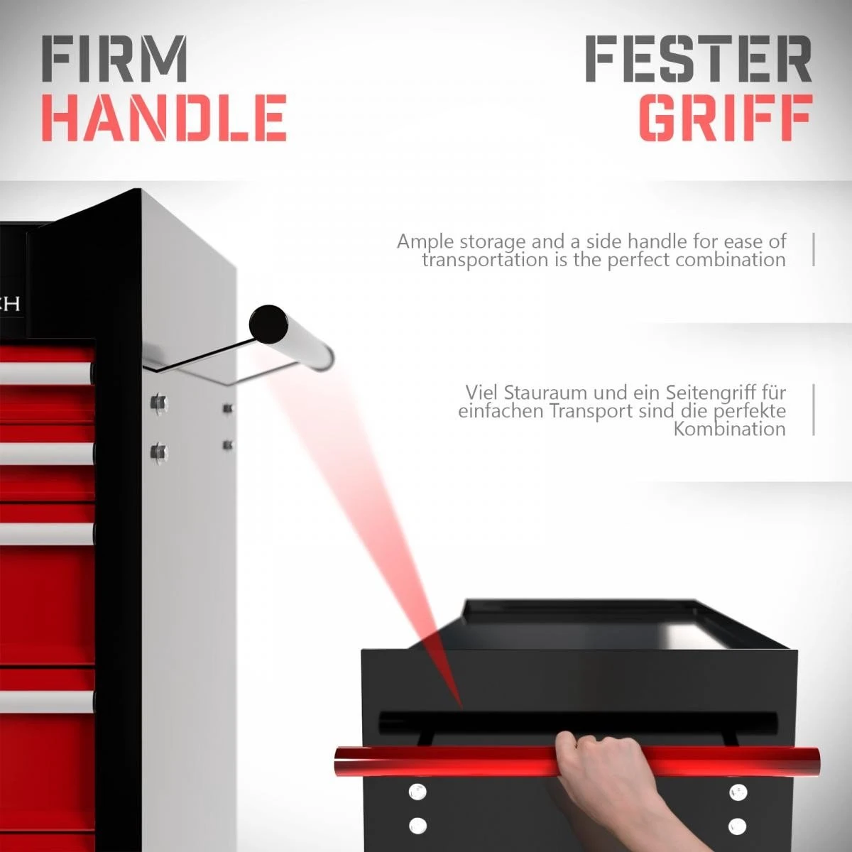 Timbertech - Afsluitbare Werkplaatswagen Op Wielen Met Parkeerrem - Exclusief Gereedschappen - 7 Laden Met Inleg - Gereedschapswagen - Montagewagen - Trolley Voor Diverse Gereedschappen - Staal - Rood/Zwart 14 Timbertech - Afsluitbare Werkplaatswagen Op Wielen Met Parkeerrem - Exclusief Gereedschappen - 7 Laden Met Inleg - Gereedschapswagen - Montagewagen - Trolley Voor Diverse Gereedschappen - Staal - Rood/Zwart - Afbeelding 12