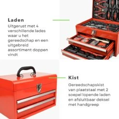 Cheqo® XXL 155-Delige Gereedschapbox - Gereedschapset In Koffer - Gevuld - Tangen - Schroevendraaiers - Gereedschapskist Met Laden - 3,6V Staafschroevendraaier - 1/2" & 1/4" Ratel - Bits, Verlengingen & Adapters 12 Cheqo® XXL 155-Delige Gereedschapbox - Gereedschapset In Koffer - Gevuld - Tangen - Schroevendraaiers - Gereedschapskist Met Laden - 3,6V Staafschroevendraaier - 1/2" & 1/4" Ratel - Bits, Verlengingen & Adapters -Makita Winkel 1200x1200 1502