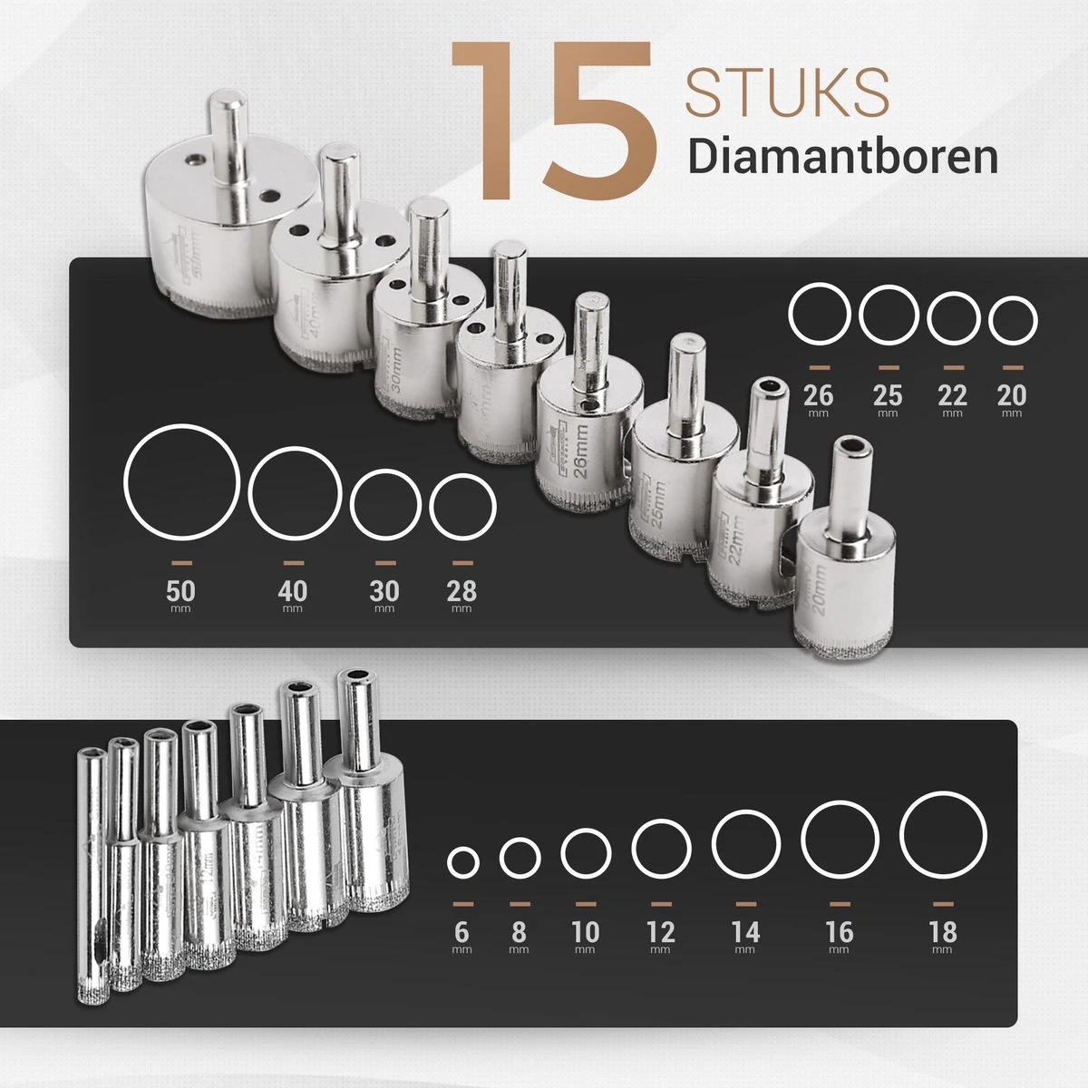 Breskol Diamantboren Set Tegels - Diamantboren -diamant Boren- Tegelboren - Tegelboor - Glasboor - Diamantboor 6 Mm - Diamantboor 8 Mm - Diamantboor Nat - 15 Delige Set - Diamantboor - Diamantborenset - Gatzaag 4 Breskol Diamantboren Set Tegels - Diamantboren -diamant Boren- Tegelboren - Tegelboor - Glasboor - Diamantboor 6 Mm - Diamantboor 8 Mm - Diamantboor Nat - 15 Delige Set - Diamantboor - Diamantborenset - Gatzaag - Afbeelding 2