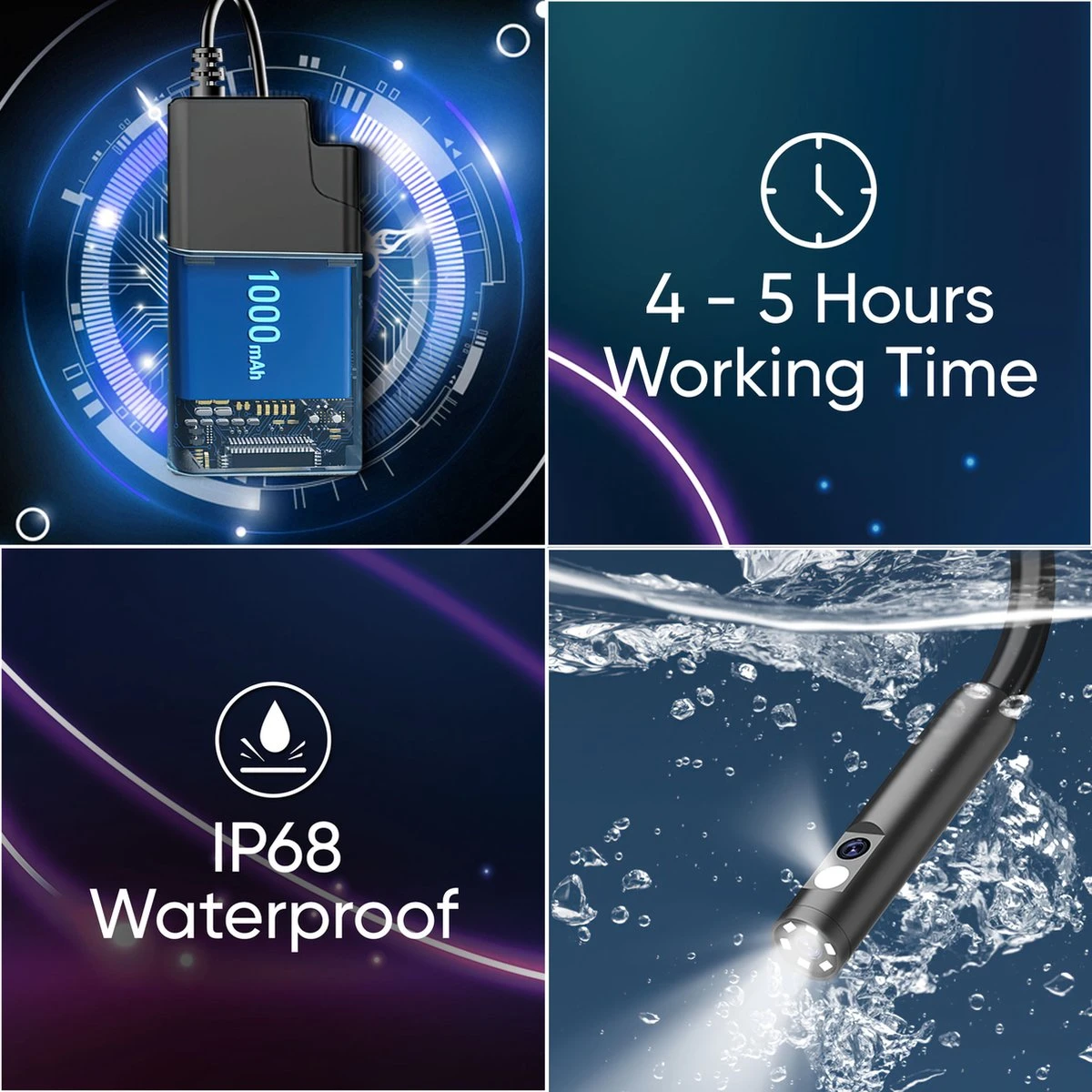 Webvision Inspectiecamera Dubbele Lens 5M – Endoscoop – Inspectie Camera – Endoscoop Camera – Voor Android/IOS - IP68 Waterdicht - 1080P HD 4 Webvision Inspectiecamera Dubbele Lens 5M – Endoscoop – Inspectie Camera – Endoscoop Camera – Voor Android/IOS - IP68 Waterdicht - 1080P HD - Afbeelding 2