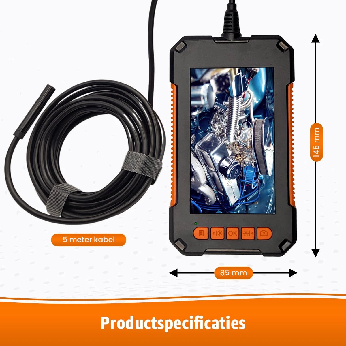 Sightstrong Inspectiecamera Met Scherm 5M - 1080P HD - 4.3 Inch LCD Scherm - Incl. 32GB SD-Kaart- IP67 Waterdicht - LED Verlichting - Endoscoop - Inspectie Camera 8 Sightstrong Inspectiecamera Met Scherm 5M - 1080P HD - 4.3 Inch LCD Scherm - Incl. 32GB SD-Kaart- IP67 Waterdicht - LED Verlichting - Endoscoop - Inspectie Camera - Afbeelding 6