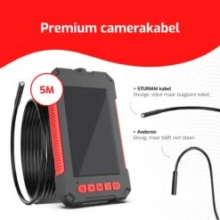 STURMM® ST-IC201 - Industriële Endoscoop Met Enkele Camera - Professionele Inspectiecamera - 4.3 INCH Display - Inclusief Gratis 16GB Micro SD - 5 Meter Kabel -Makita Winkel 1200x1200 1675