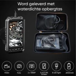 Endoscoop Camera Dual Lens Inspectiecamera 5M – Full HD – 5.0” Scherm – Met Opbergtas - IP68 Waterdicht – Incl. Micro SD Kaart 32GB -Makita Winkel 1200x1200 1688
