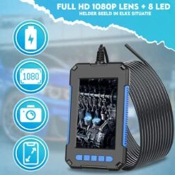 Looki Endoscoop Met Scherm 5M + GRATIS 32GB SD-kaart - Inspectie Camera – 1080P LED Verlichting – 4.3 Inch Scherm – 8 Mm Dik - IP67 Waterdicht -Makita Winkel 1200x1200 1697