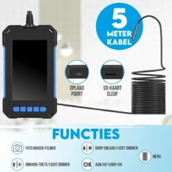 Looki Endoscoop Met Scherm 5M + GRATIS 32GB SD-kaart - Inspectie Camera – 1080P LED Verlichting – 4.3 Inch Scherm – 8 Mm Dik - IP67 Waterdicht -Makita Winkel 1200x1200 1700