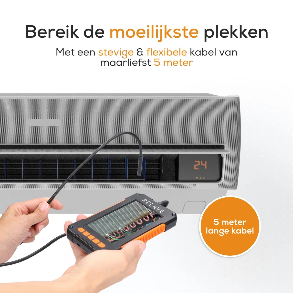 Relave Inspectiecamera Met Scherm 5M - Endoscoop - 1080P HD - 4.3 Inch LCD Scherm - IP67 Waterdicht - LED Verlichting - Inspectie Camera 8 Relave Inspectiecamera Met Scherm 5M - Endoscoop - 1080P HD - 4.3 Inch LCD Scherm - IP67 Waterdicht - LED Verlichting - Inspectie Camera - Afbeelding 6