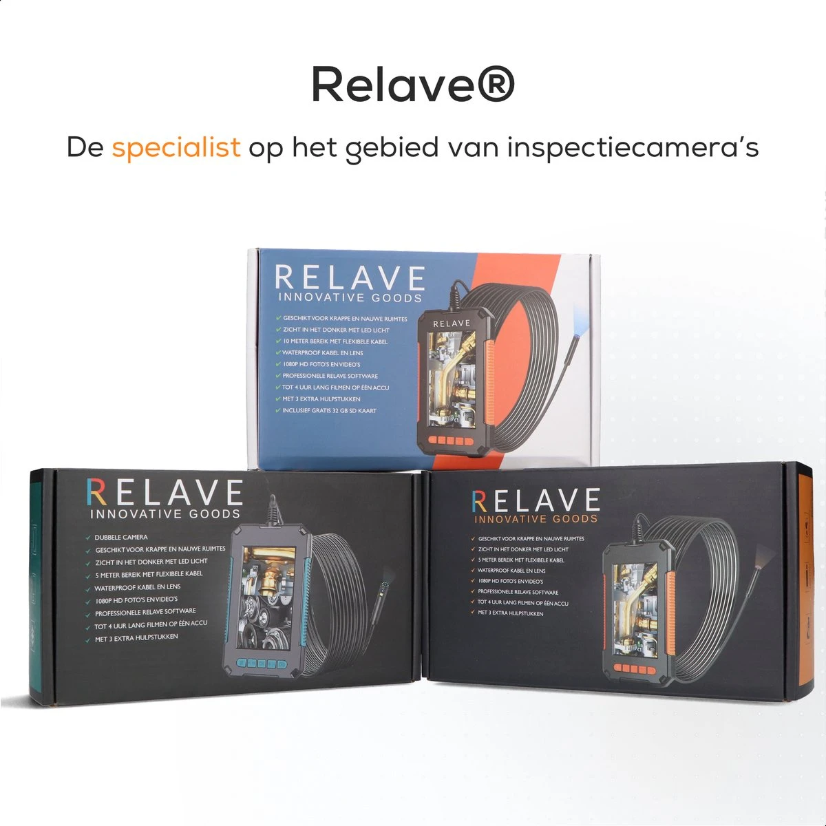 Relave Inspectiecamera Met Scherm 5M - Endoscoop - 1080P HD - 4.3 Inch LCD Scherm - IP67 Waterdicht - LED Verlichting - Inspectie Camera 9 Relave Inspectiecamera Met Scherm 5M - Endoscoop - 1080P HD - 4.3 Inch LCD Scherm - IP67 Waterdicht - LED Verlichting - Inspectie Camera - Afbeelding 7