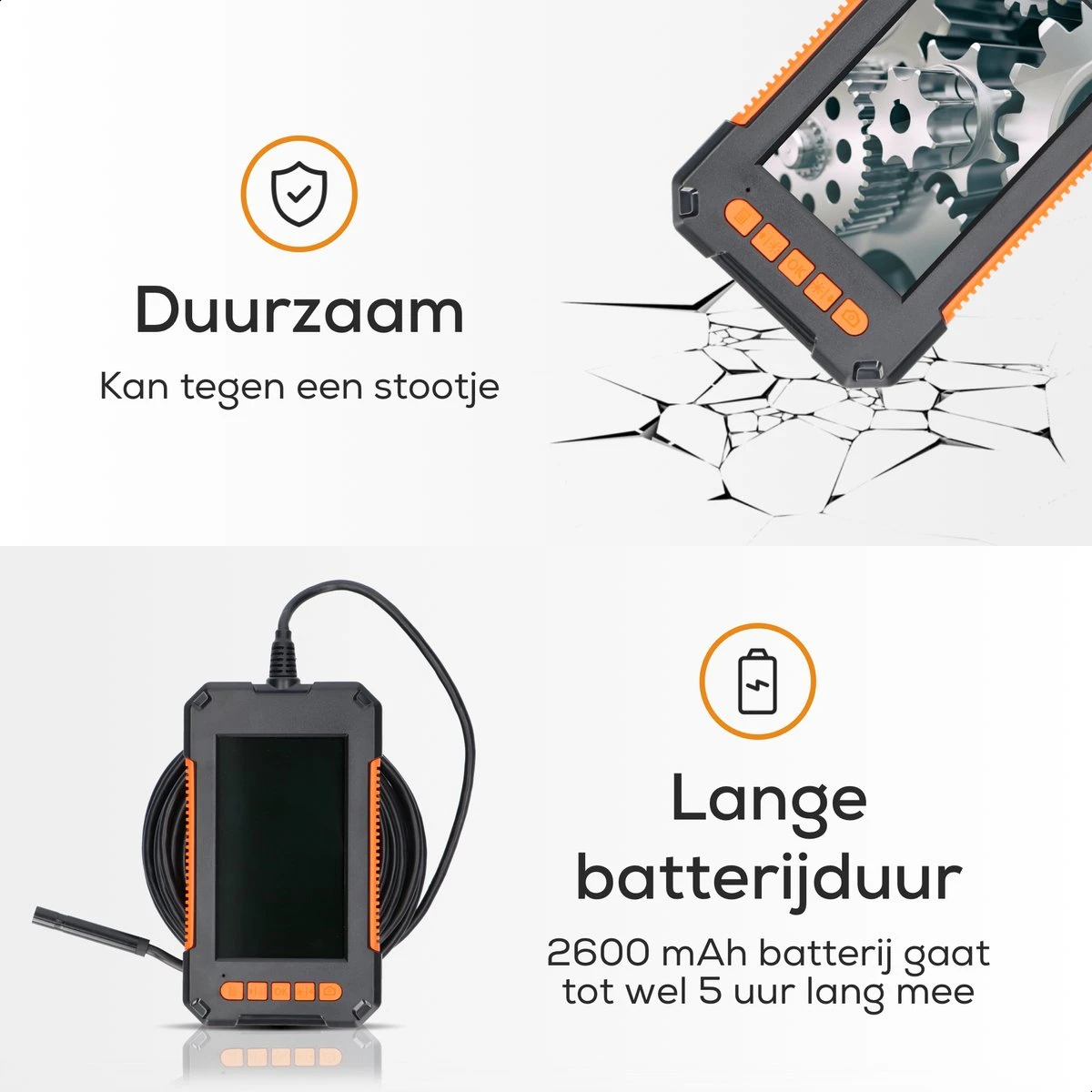 Relave Inspectiecamera Met Scherm 5M - Endoscoop - 1080P HD - 4.3 Inch LCD Scherm - IP67 Waterdicht - LED Verlichting - Inspectie Camera 11 Relave Inspectiecamera Met Scherm 5M - Endoscoop - 1080P HD - 4.3 Inch LCD Scherm - IP67 Waterdicht - LED Verlichting - Inspectie Camera - Afbeelding 9