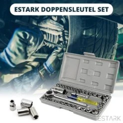 ESTARK® Professionele XL 40-Delige Dopsleutel Set - Met Momentsleutel Ratel & Verlengstuk - Doppenset Doppendoos Torx/Inbus/Hex/Kruiskop/Philips Bit Doppen Set - Ratelset - Met Snelwisselsysteem - 1/4" & 1/2" Inch Doppenset -Makita Winkel 1200x1200 1742