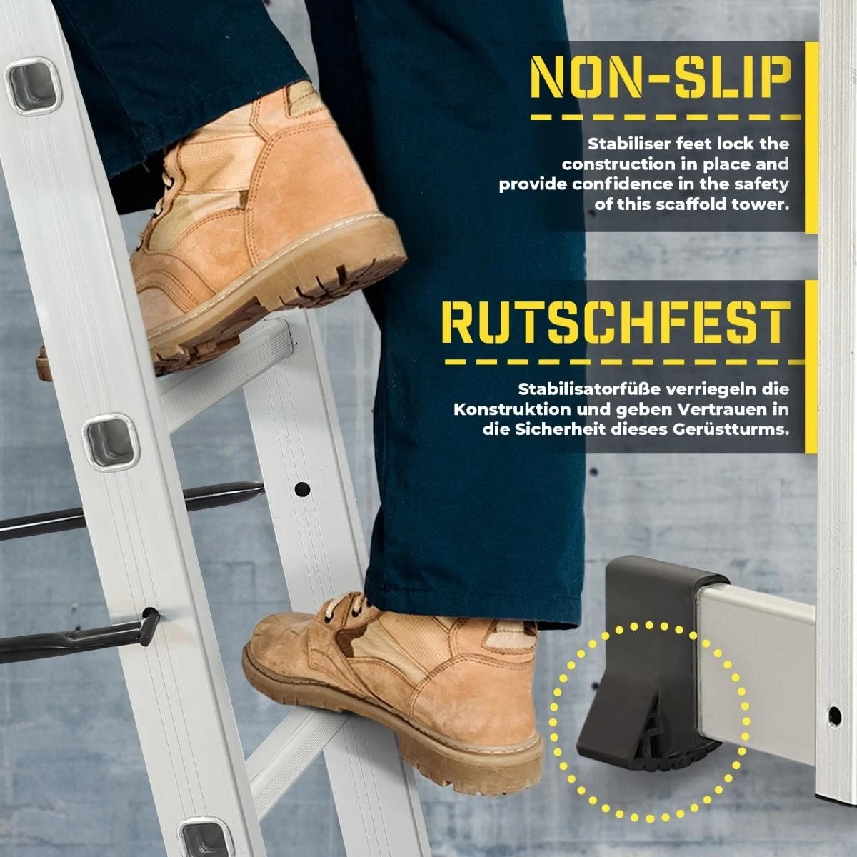 Jago - Steiger - Multifuncitionele Ladder - Ladderrek - Werkblad - Werkplatform - 4 In 1 4 Jago - Steiger - Multifuncitionele Ladder - Ladderrek - Werkblad - Werkplatform - 4 In 1 - Afbeelding 2