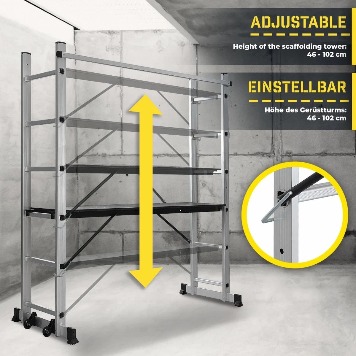 Jago - Steiger - Multifuncitionele Ladder - Ladderrek - Werkblad - Werkplatform - 4 In 1 8 Jago - Steiger - Multifuncitionele Ladder - Ladderrek - Werkblad - Werkplatform - 4 In 1 - Afbeelding 6