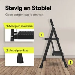 Rune Huishoudtrap 2 Treden - Inklapbare Anti-slip Keukentrap - Compact Design - 80 Cm Hoog - Zwart -Makita Winkel 1200x1200 1837