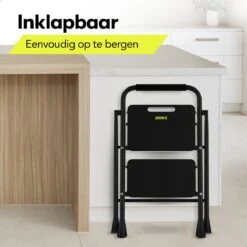 Rune Huishoudtrap 2 Treden - Inklapbare Anti-slip Keukentrap - Compact Design - 80 Cm Hoog - Zwart -Makita Winkel 1200x1200 1839