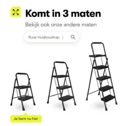 Rune Huishoudtrap 2 Treden - Inklapbare Anti-slip Keukentrap - Compact Design - 80 Cm Hoog - Zwart -Makita Winkel 1200x1200 1841