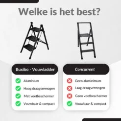 Buxibo - Keukentrapje/Vouwladder - Keukenopstapje - Opvouwbare Ladderkruk - Trapladder - Anti-Slip - Metaal - Zwart -Makita Winkel 1200x1200 1849
