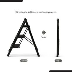 Buxibo - Keukentrapje/Vouwladder - Keukenopstapje - Opvouwbare Ladderkruk - Trapladder - Anti-Slip - Metaal - Zwart -Makita Winkel 1200x1200 1851