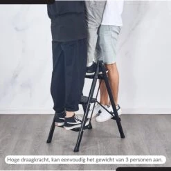Buxibo - Keukentrapje/Vouwladder - Keukenopstapje - Opvouwbare Ladderkruk - Trapladder - Anti-Slip - Metaal - Zwart -Makita Winkel 1200x1200 1853