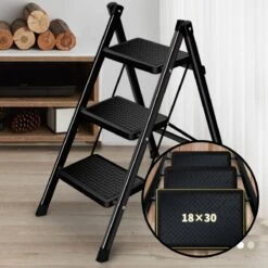 Buxibo - Keukentrapje/Vouwladder - Keukenopstapje - Opvouwbare Ladderkruk - Trapladder - Anti-Slip - Metaal - Zwart -Makita Winkel 1200x1200 1858