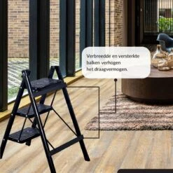 Buxibo - Keukentrapje/Vouwladder - Keukenopstapje - Opvouwbare Ladderkruk - Trapladder - Anti-Slip - Metaal - Zwart -Makita Winkel 1200x1200 1859