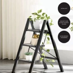 Buxibo - Keukentrapje/Vouwladder - Keukenopstapje - Opvouwbare Ladderkruk - Trapladder - Anti-Slip - Metaal - Zwart -Makita Winkel 1200x1200 1861