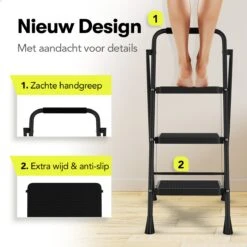 Rune Huishoudtrap 3 Treden - Inklapbare Anti-slip Keukentrap V2 - Compact Design - 104 Cm Hoog - Zwart -Makita Winkel 1200x1200 1864
