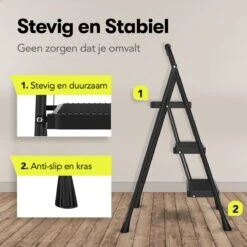 Rune Huishoudtrap 3 Treden - Inklapbare Anti-slip Keukentrap V2 - Compact Design - 104 Cm Hoog - Zwart -Makita Winkel 1200x1200 1865