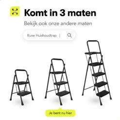 Rune Huishoudtrap 3 Treden - Inklapbare Anti-slip Keukentrap V2 - Compact Design - 104 Cm Hoog - Zwart -Makita Winkel 1200x1200 1869