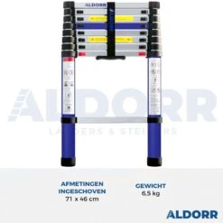 ALDORR Home - Telescoopladder 2,60 Meter - Soft Closing - Aluminium -Makita Winkel 1200x1200 1892