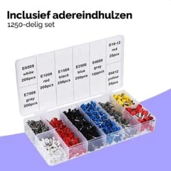 Dayshake Adereindhulstang - Inclusief 1250 Adereindhulzen - 0.25mm² - 10mm² - Vierkante Persing - Krimptang - Kabelschoentang -Makita Winkel 1200x1200 1930