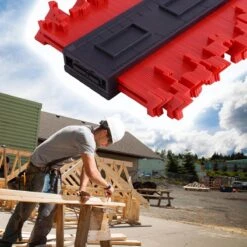 Merkloos A+ Aftekenhulp - Contourmal - Profielmal - Meetgereedschap - Profielmeter - 25CM - Schuifmaat ROOD -Makita Winkel 1200x1200 2041