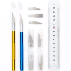 Scalpel Mesjes Set - 43 Delige Hobbymes Set - 1 Liniaal Staal / 2 Scalpels / 40 Reserve Scalpel Mesjes -Makita Winkel 1200x1200 2064