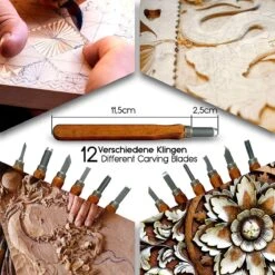 Hawerk Snijgereedschapsset Voor Professionals En Beginners, 12-delig + 3 Slijpstenen + Tas, Snijmessen Voor Volwassenen En Kinderen, Voor Hout, Snijset Om Te Snijden -Makita Winkel 1200x1200 2094