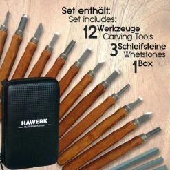 Hawerk Snijgereedschapsset Voor Professionals En Beginners, 12-delig + 3 Slijpstenen + Tas, Snijmessen Voor Volwassenen En Kinderen, Voor Hout, Snijset Om Te Snijden -Makita Winkel 1200x1200 2097