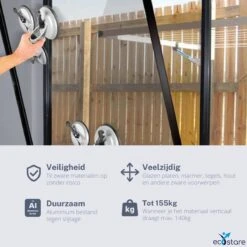 Professionele Aluminium Zuignap - Glasdrager - Glasplaatdrager - Tegelzuignap - Drie Zuignappen - 155 Kg -Makita Winkel 1200x1200 2121