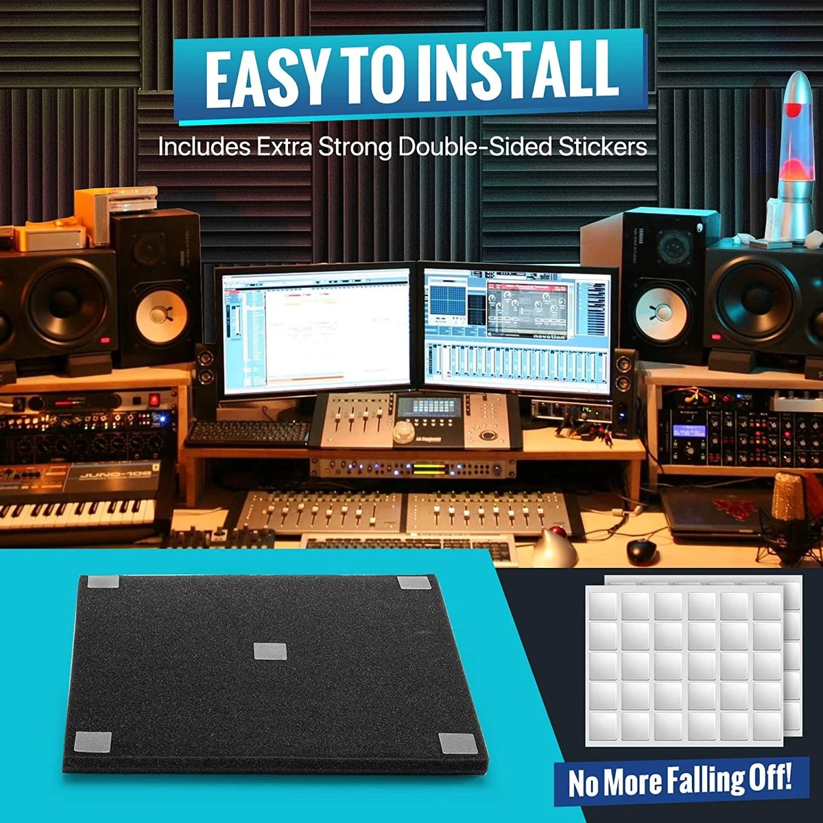 Imperatoris | Akoestische Panelen – 30x30x2.5cm – Zelfklevend – Geluidsisolatie – Geluidsdemper – Noppenschuim– Acoustic Foam Panels – Wandpaneel – 12 Stuks 5 Imperatoris | Akoestische Panelen – 30x30x2.5cm – Zelfklevend – Geluidsisolatie – Geluidsdemper – Noppenschuim– Acoustic Foam Panels – Wandpaneel – 12 Stuks - Afbeelding 3