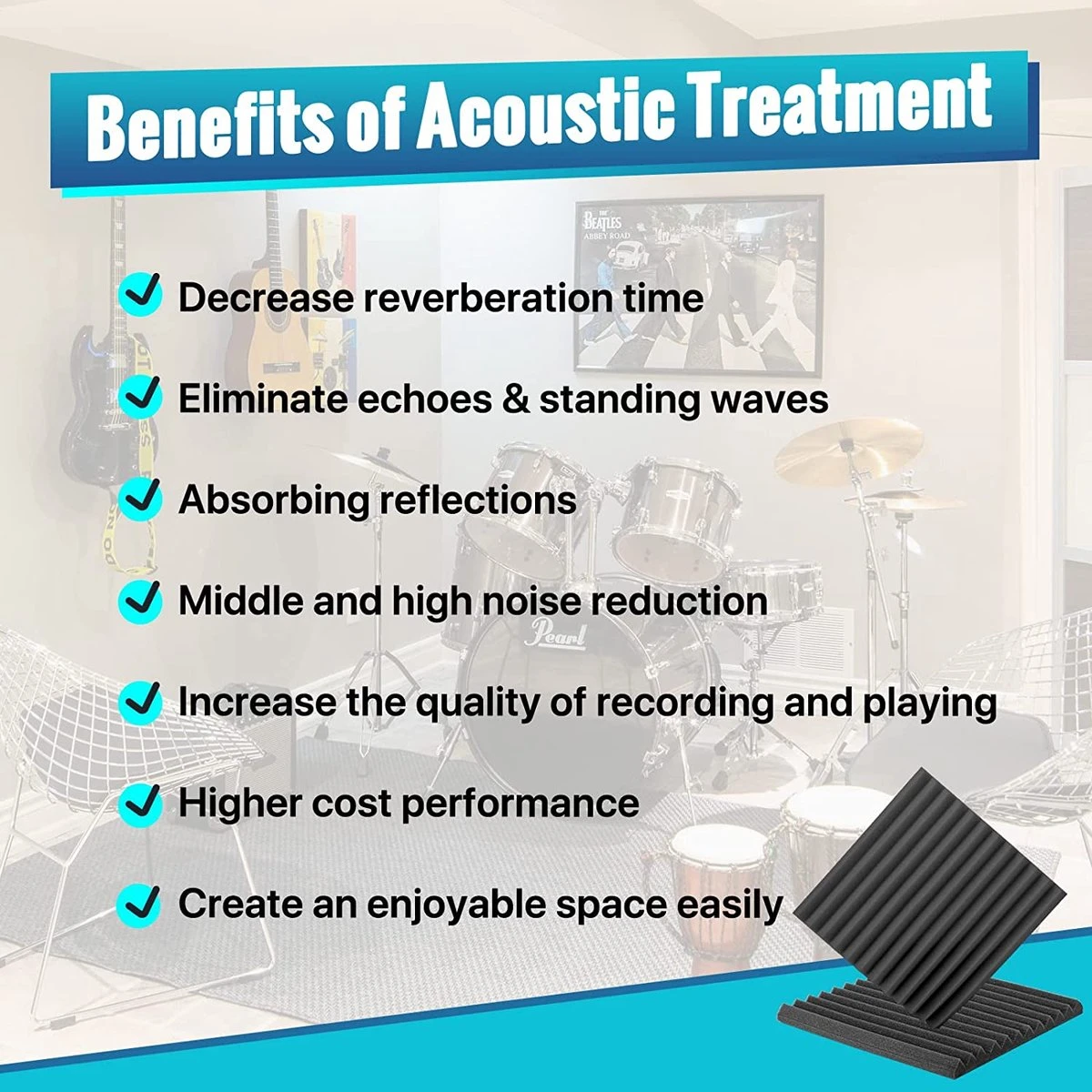 Imperatoris | Akoestische Panelen – 30x30x2.5cm – Zelfklevend – Geluidsisolatie – Geluidsdemper – Noppenschuim– Acoustic Foam Panels – Wandpaneel – 12 Stuks 7 Imperatoris | Akoestische Panelen – 30x30x2.5cm – Zelfklevend – Geluidsisolatie – Geluidsdemper – Noppenschuim– Acoustic Foam Panels – Wandpaneel – 12 Stuks - Afbeelding 5