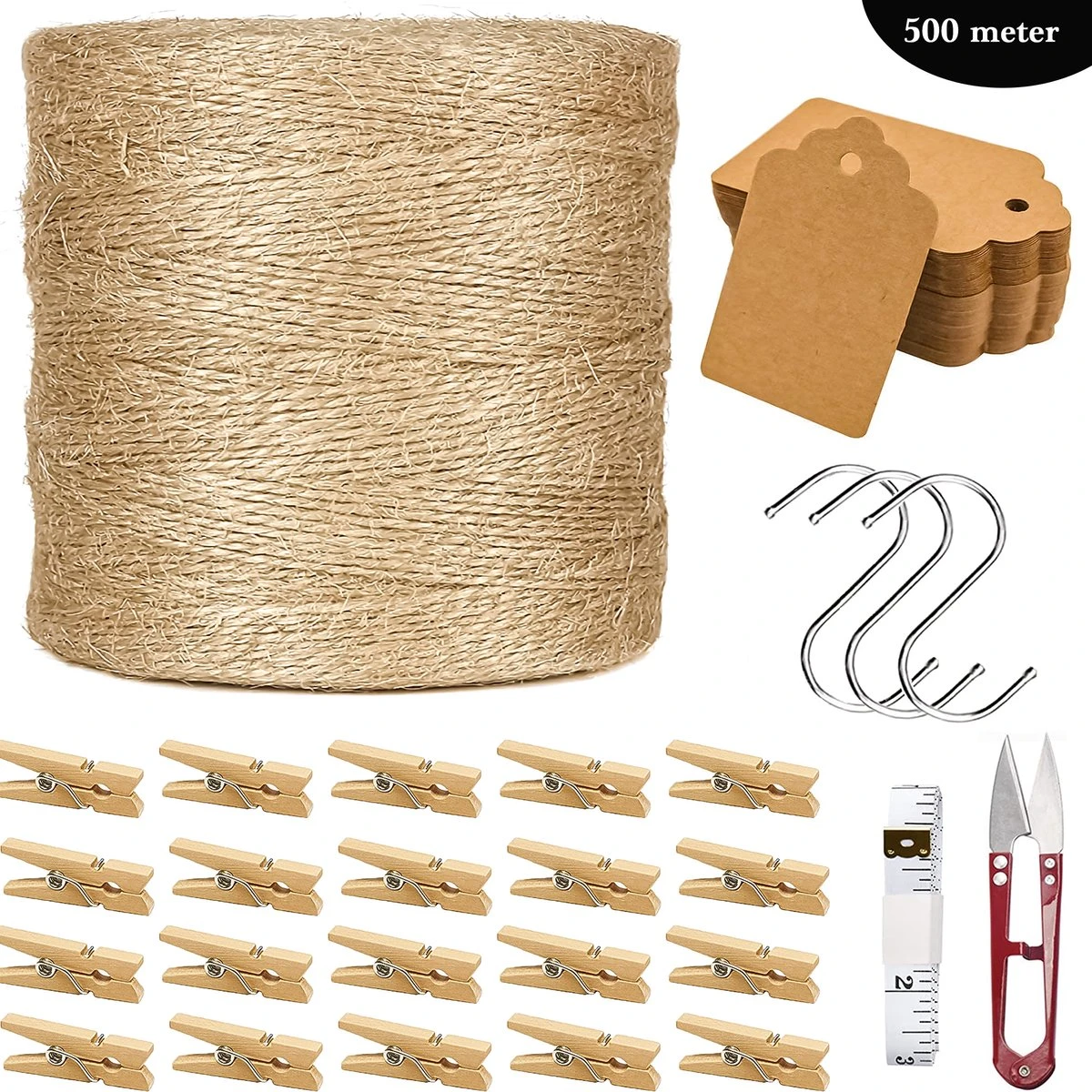 500 Meter 1.5mm Jute Touw Met 20 Houten Knijpers & 100 Stuks Karton Kraft Labels - Creatieve Hennep Koord Voor Decoratie - DIY HobbyMacrame Maken - Bruin Manilla BindtouwSisaltouw -Dun CadeaulintCadeaulabels Bindtouw - TuinPlanten Sisal Binddraad 3 500 Meter 1.5mm Jute Touw Met 20 Houten Knijpers & 100 Stuks Karton Kraft Labels - Creatieve Hennep Koord Voor Decoratie - DIY HobbyMacrame Maken - Bruin Manilla BindtouwSisaltouw -Dun CadeaulintCadeaulabels Bindtouw - TuinPlanten Sisal Binddraad