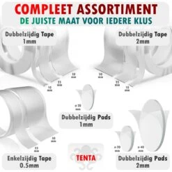 TENTA® Dubbelzijdig Tape Plakkers Extra Sterk - Krachtig - Makkelijk - Duurzaam -20mm X 2mm - 100x -Makita Winkel 1200x1200 2253
