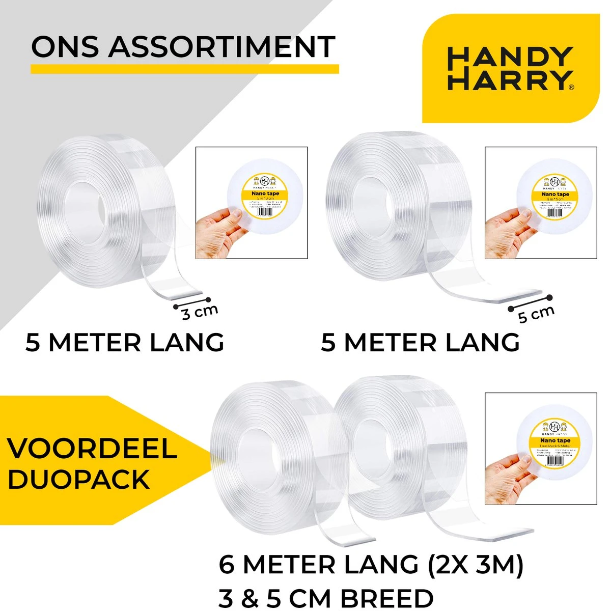 Handy Harry® Dubbelzijdig Magic Nano Gekko Grip Tape - Dubbelzijdige Tape - Herbruikbaar En Wasbaar - 6 Meter 6 Handy Harry® Dubbelzijdig Magic Nano Gekko Grip Tape - Dubbelzijdige Tape - Herbruikbaar En Wasbaar - 6 Meter - Afbeelding 4